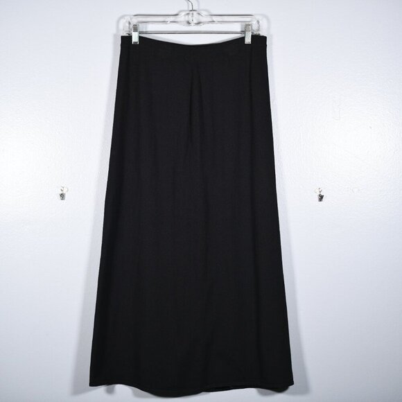 Eileen Fisher Womens Black Midi Skirt Size PM Petite 100% Wool Pull On Knit - Picture 3 of 7